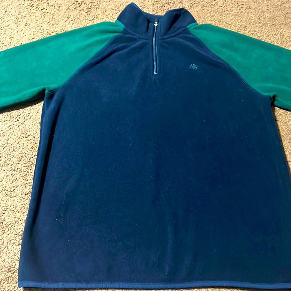 Aeropostale Jacket Men's Medium Fleece Blue and Green 1/4 Zip Pullover